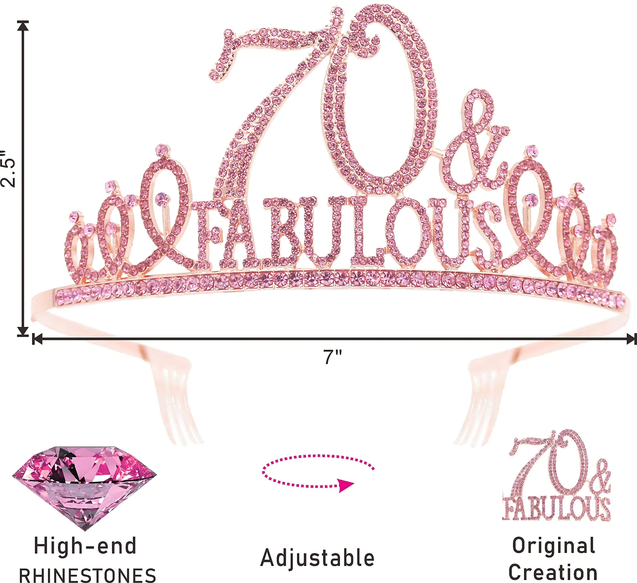 70th Birthday Gifts for Women,70th Birthday Tiara and Sash Pink,70th Birthday Decorations