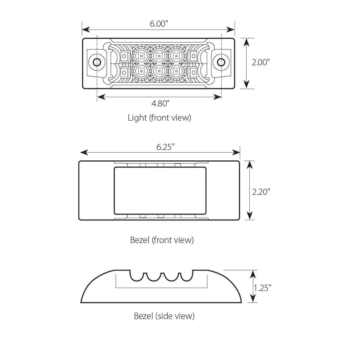 76211 Rectangular Wide Angle Spyder LED Marker & Turn Light (AMBER/CLEAR) #76211