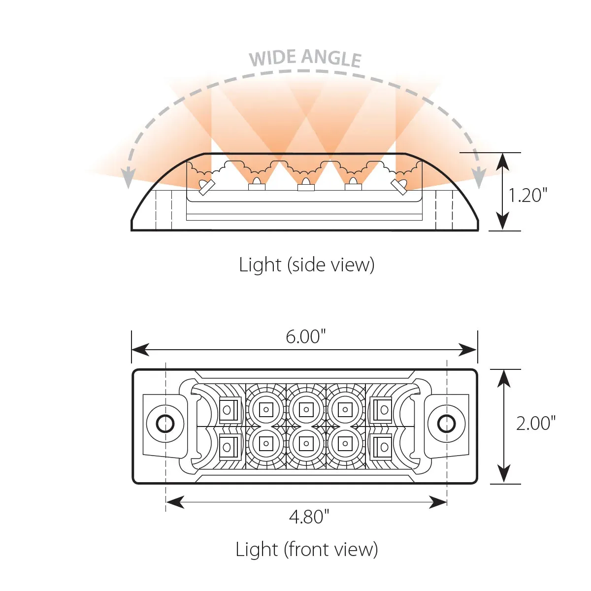 76211 Rectangular Wide Angle Spyder LED Marker & Turn Light (AMBER/CLEAR) #76211