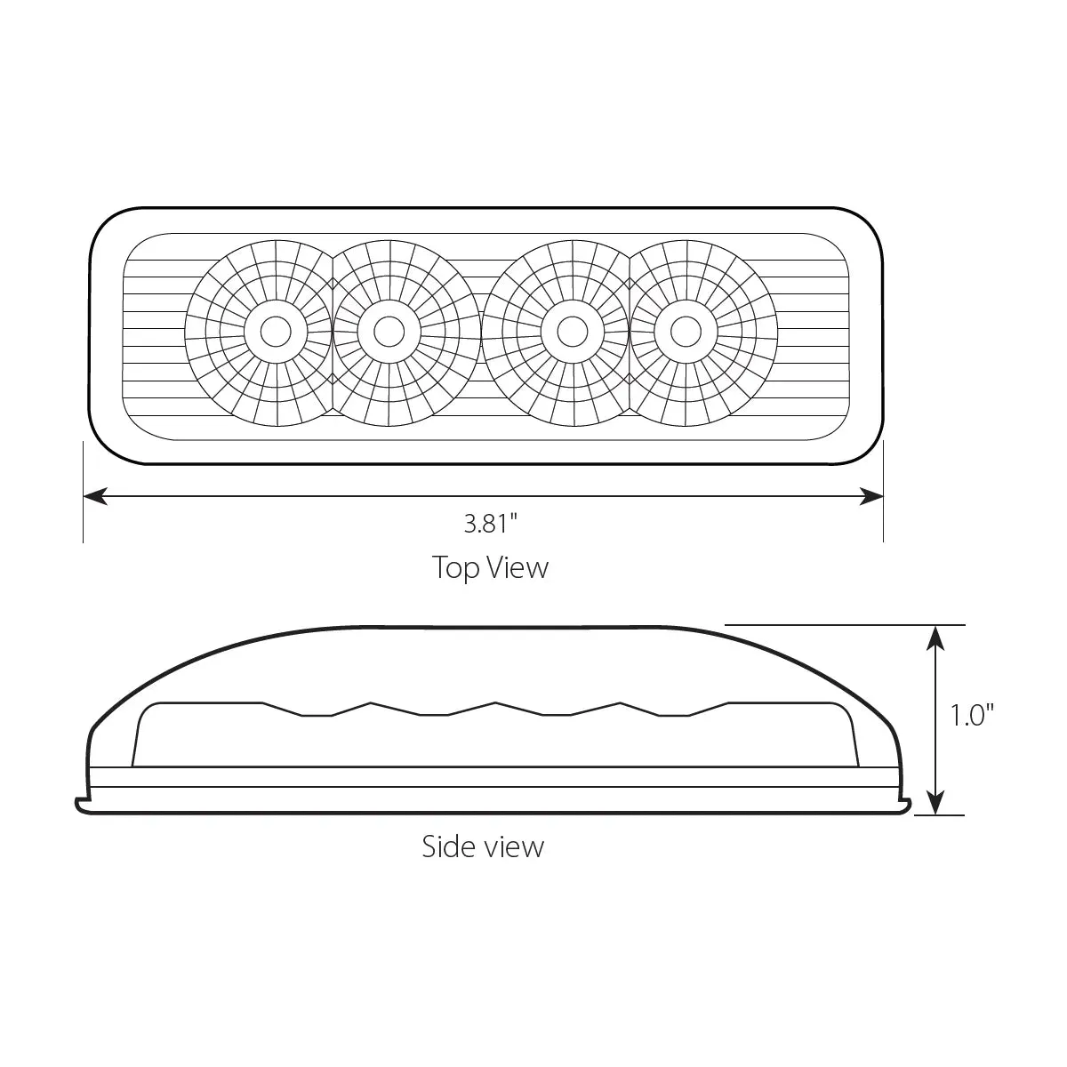 77961 RECT. SPYDER AMBER 4LED LIGHT, CLEAR LENS