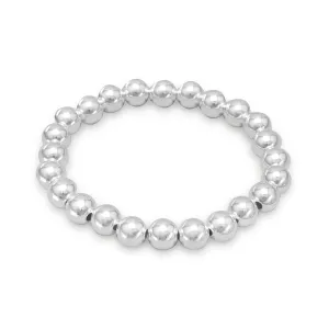 7" 8mm Sterling Silver Bead Stretch Bracelet