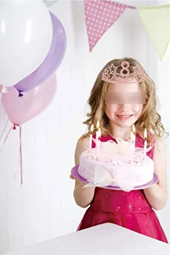 8th Birthday Gifts for Girl, 8th Birthday Tiara and Sash Pink, Happy 8th Birthday Party