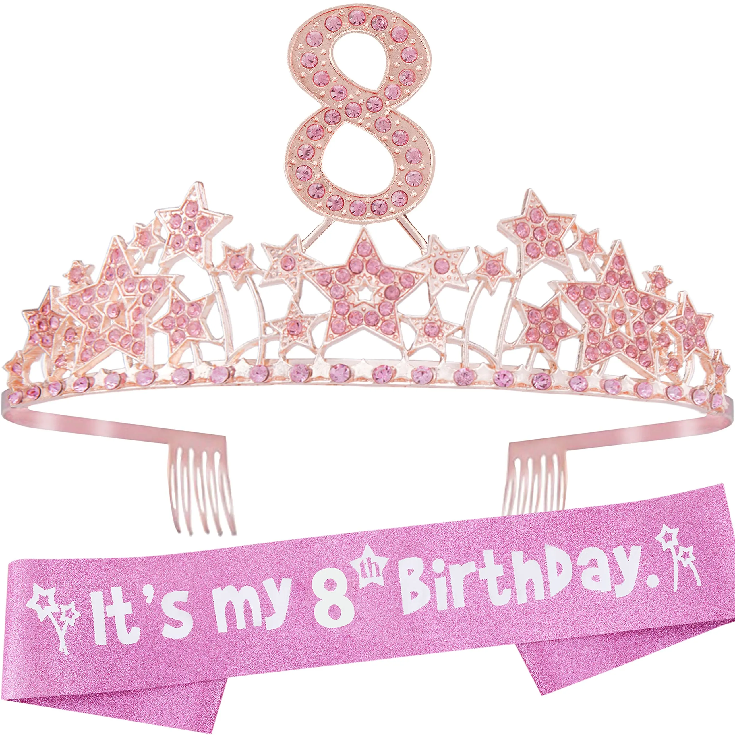 8th Birthday Gifts for Girls, 8th Birthday Tiara and Sash, 8th Birthday Decorations