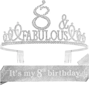 8th Birthday Gifts for Girls, 8th Birthday Tiara and Sash, 8th Birthday Decorations