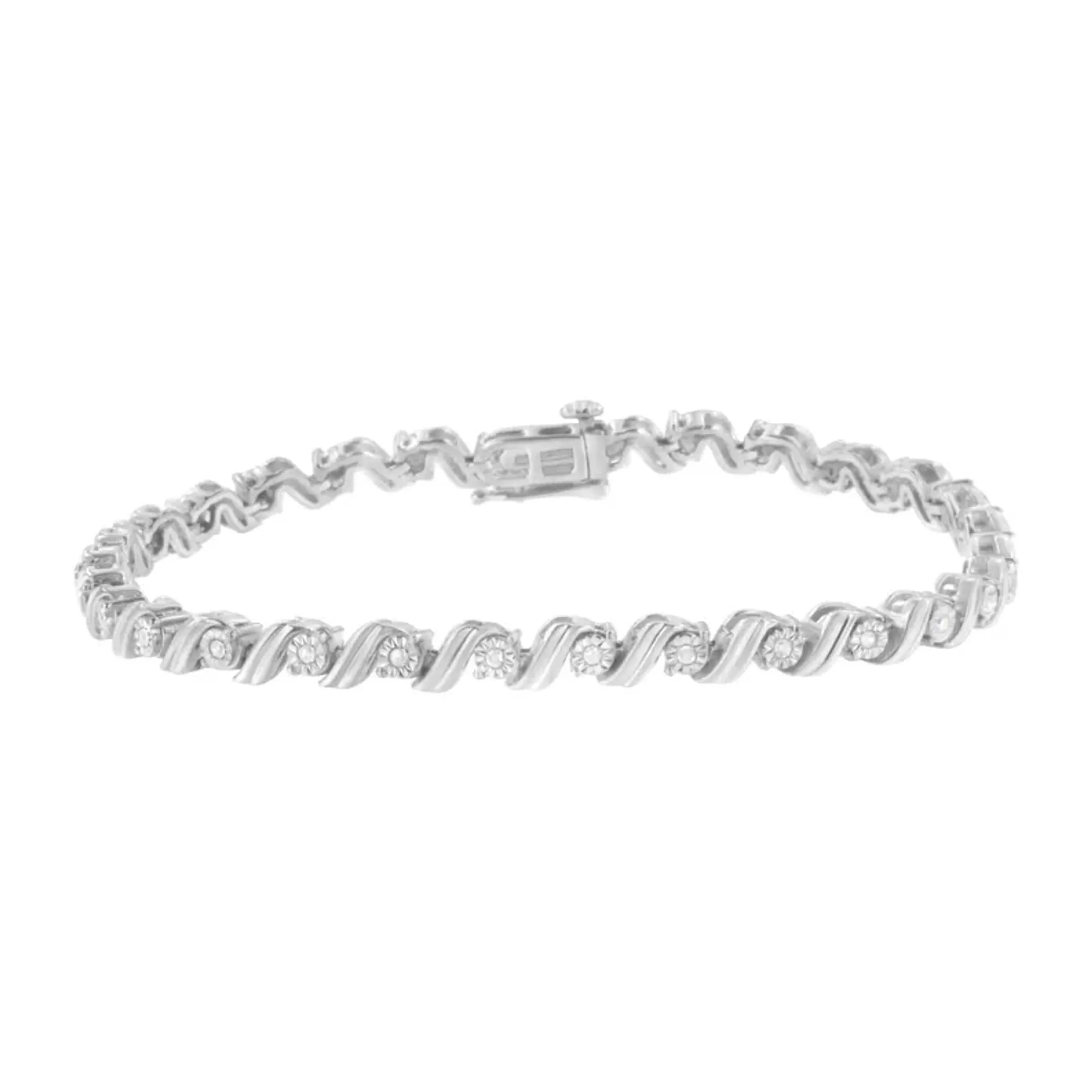 .925 Sterling Silver 1/4 Cttw Diamond Miracle-Set 7" Tennis Bracelet (I-J Color, I3 Clarity)