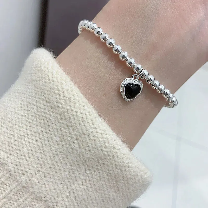 925 Sterling Silver Round Bead Bracelet Versatile Charm Bracelet Birthday Party Gifts Fashion Jewelry for Women Free Shipping