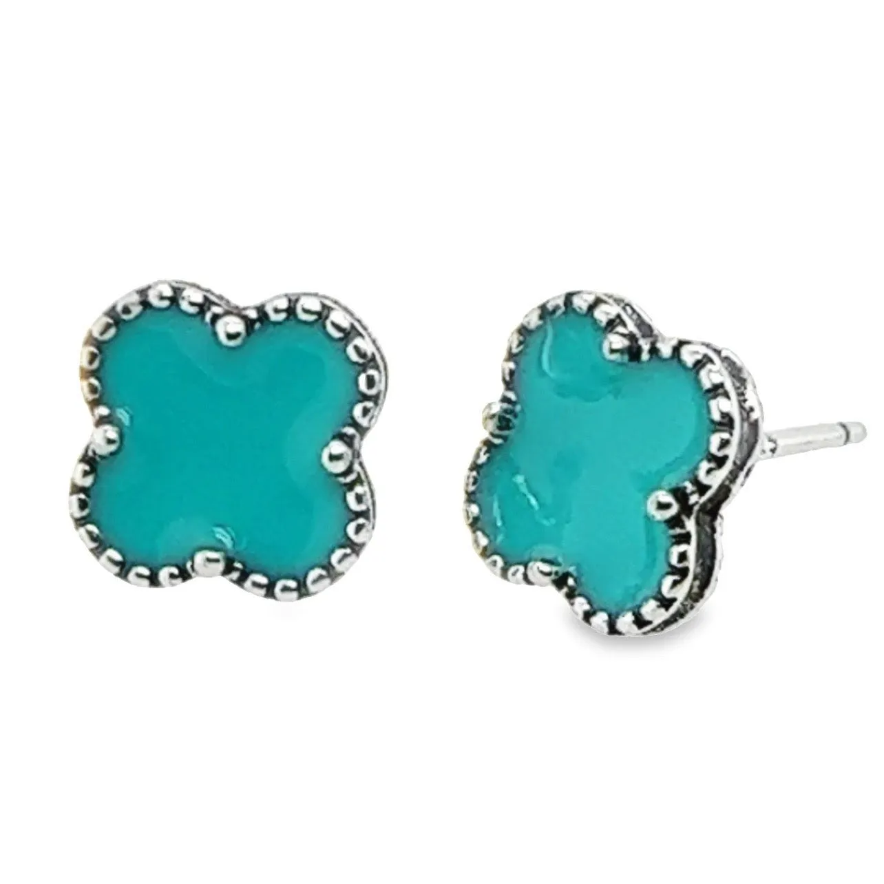 A540 Turquoise Flower Post Earrings