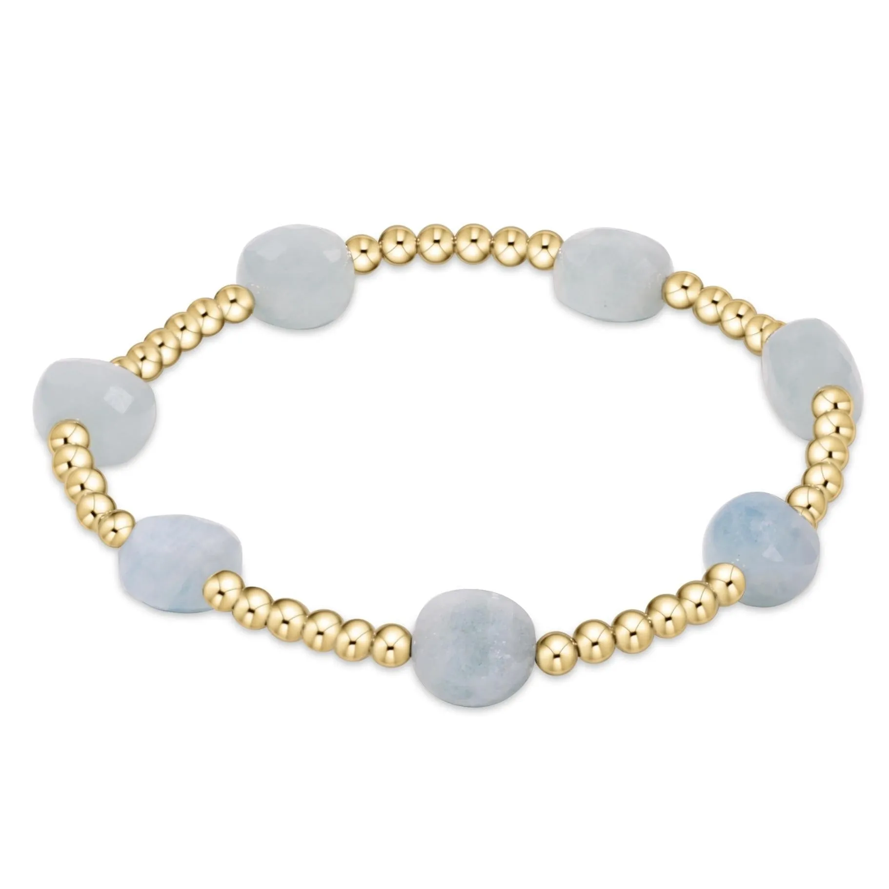 Admire Gold 3mm Bead Bracelet - Aquamarine