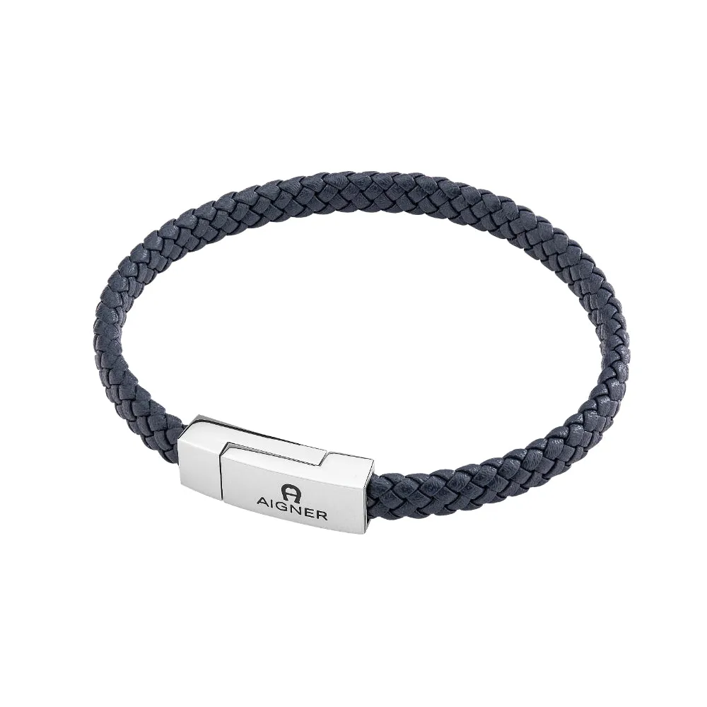 Aigner  Men Silver And Blue Bracelet