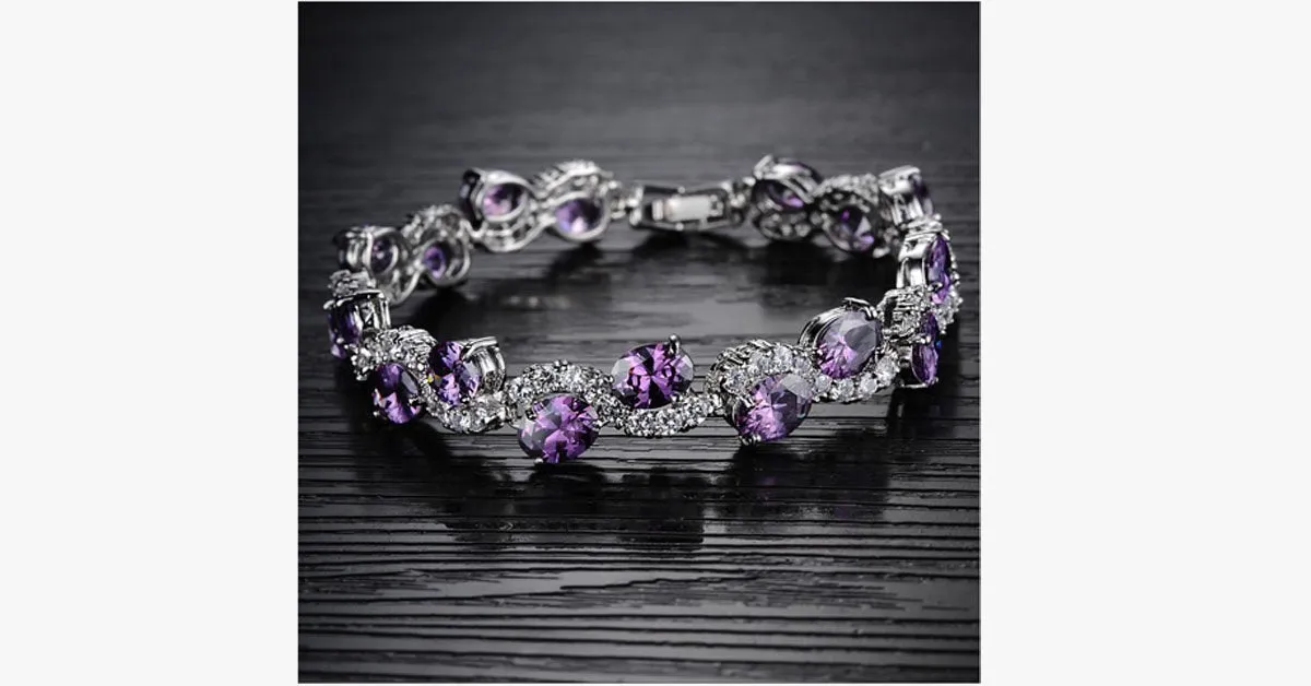 Alexandrite Exquisite Bracelet - Platinum-Plated Round Cut Bracelet with a Modern Look