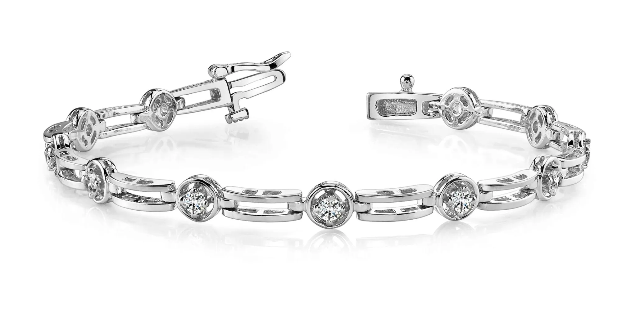 Alternating Round And Bar Link Diamond Bracelet with 2.50 ct.(finished) 4mm