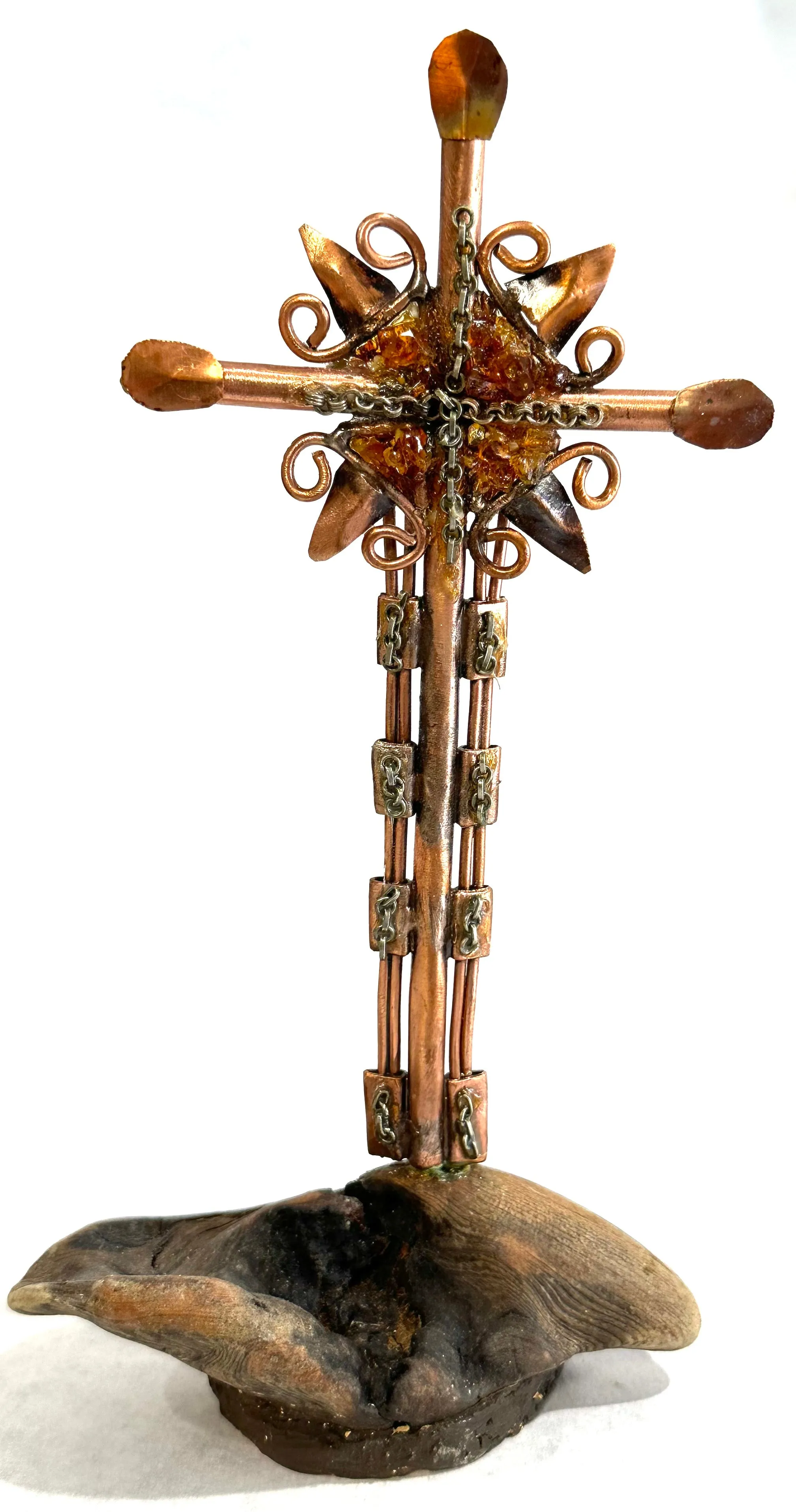 Amber and Copper Standing Cross (3352)