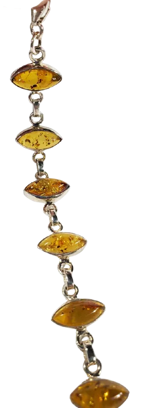 Amber and Sterling Silver Bracelet