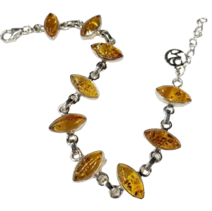 Amber and Sterling Silver Bracelet