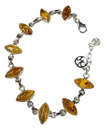 Amber and Sterling Silver Bracelet