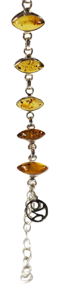 Amber and Sterling Silver Bracelet