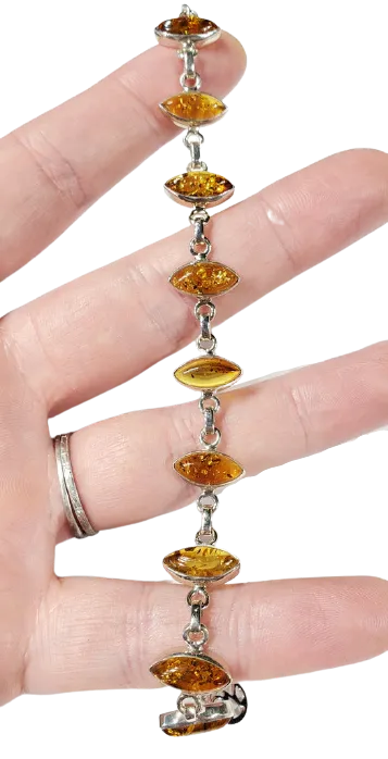 Amber and Sterling Silver Bracelet