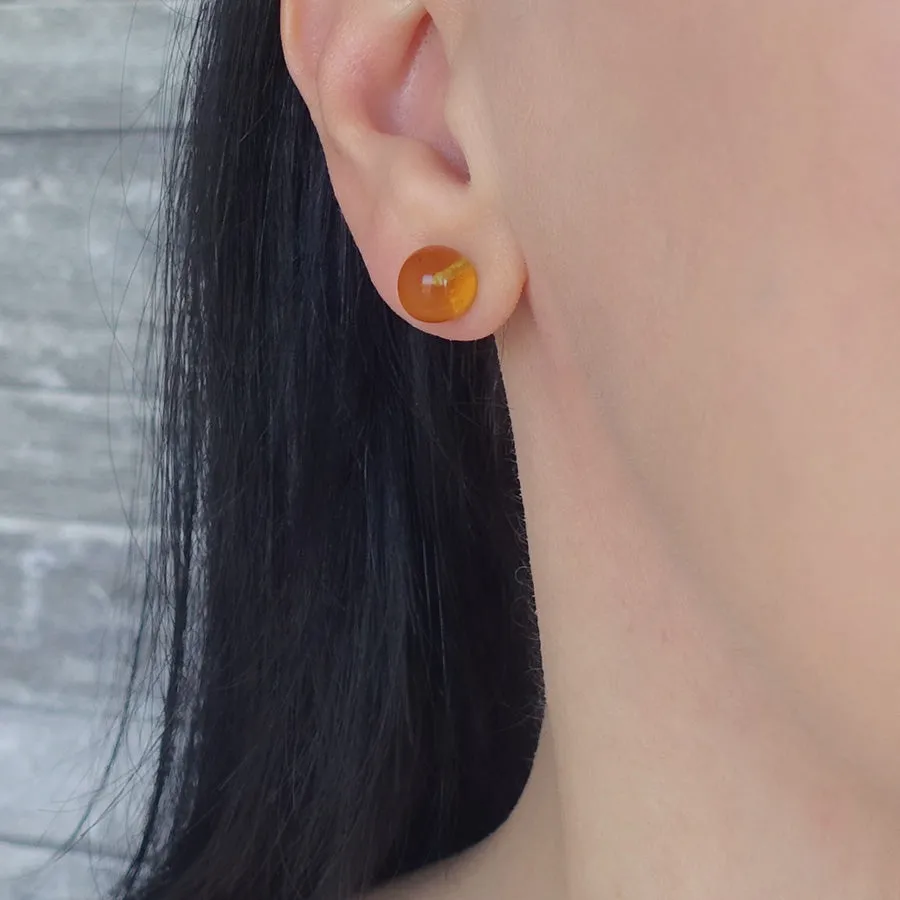 Amber Ball Stud Earrings