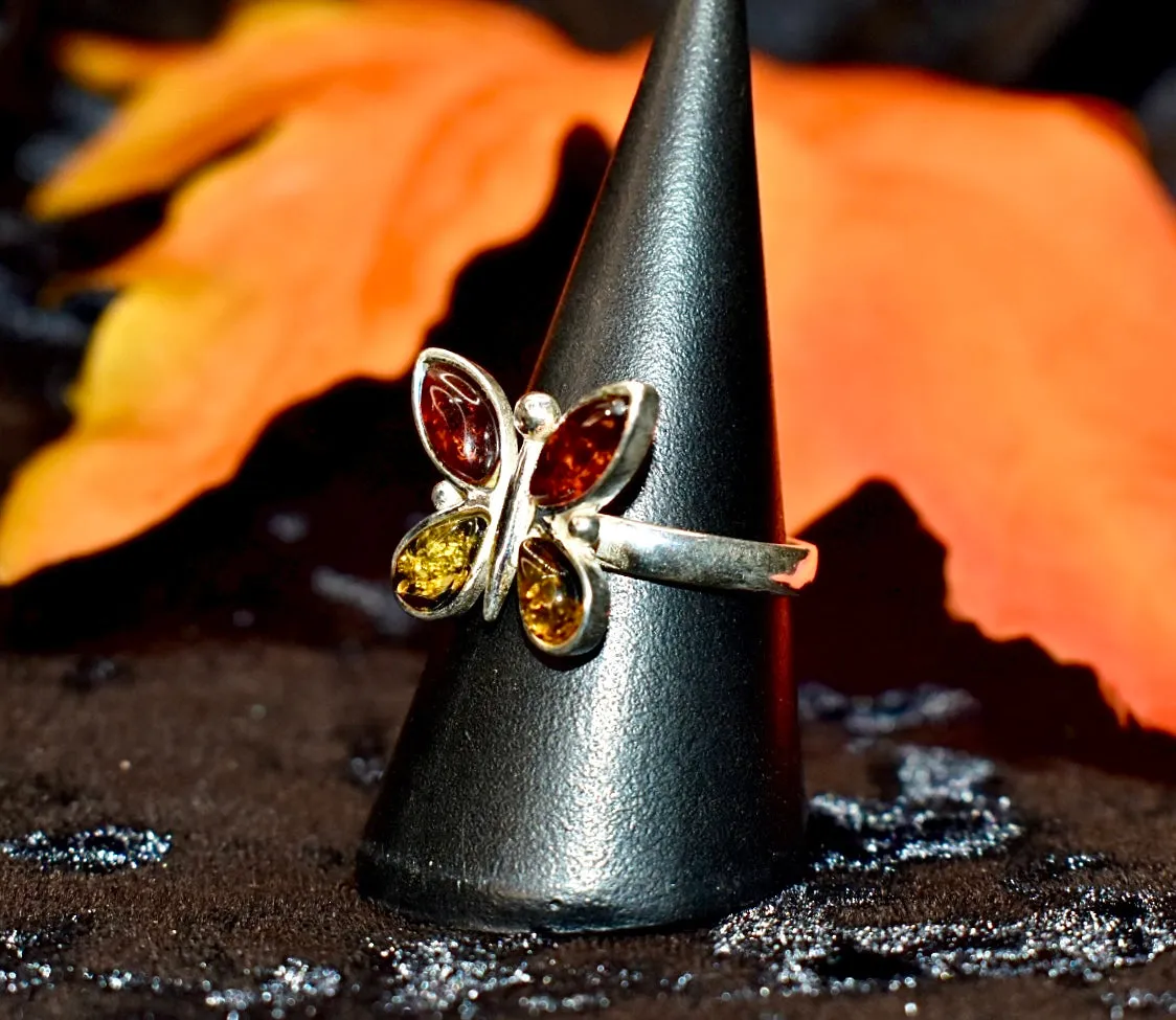 Amber Butterfly Ring