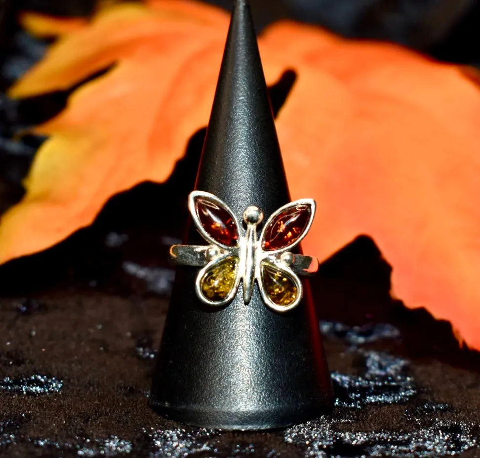 Amber Butterfly Ring