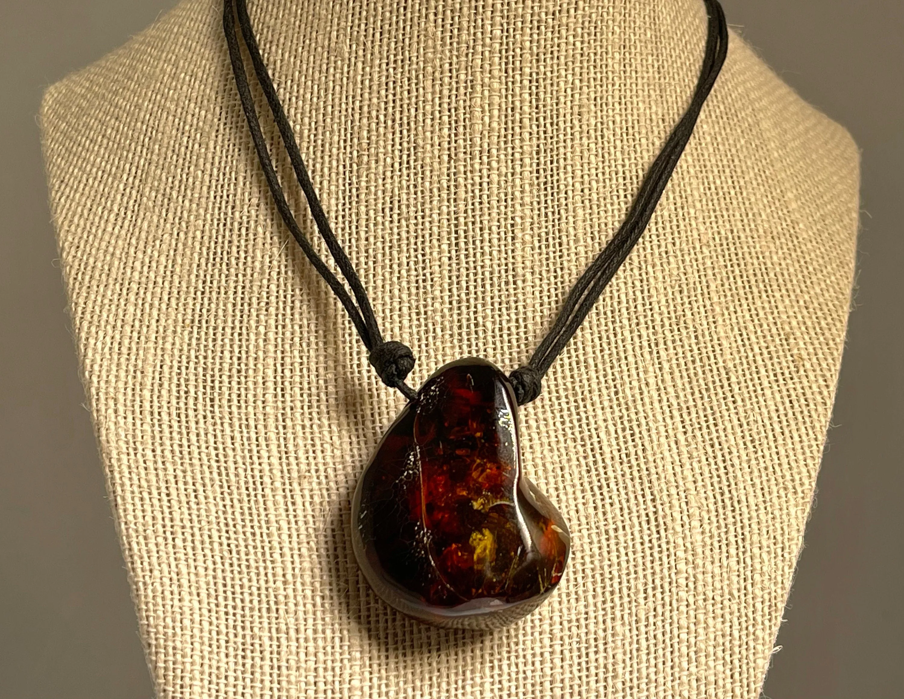 AMBER Crystal Necklace - Pendant Necklace, Handmade Jewelry, Healing Crystals and Stones, 48416