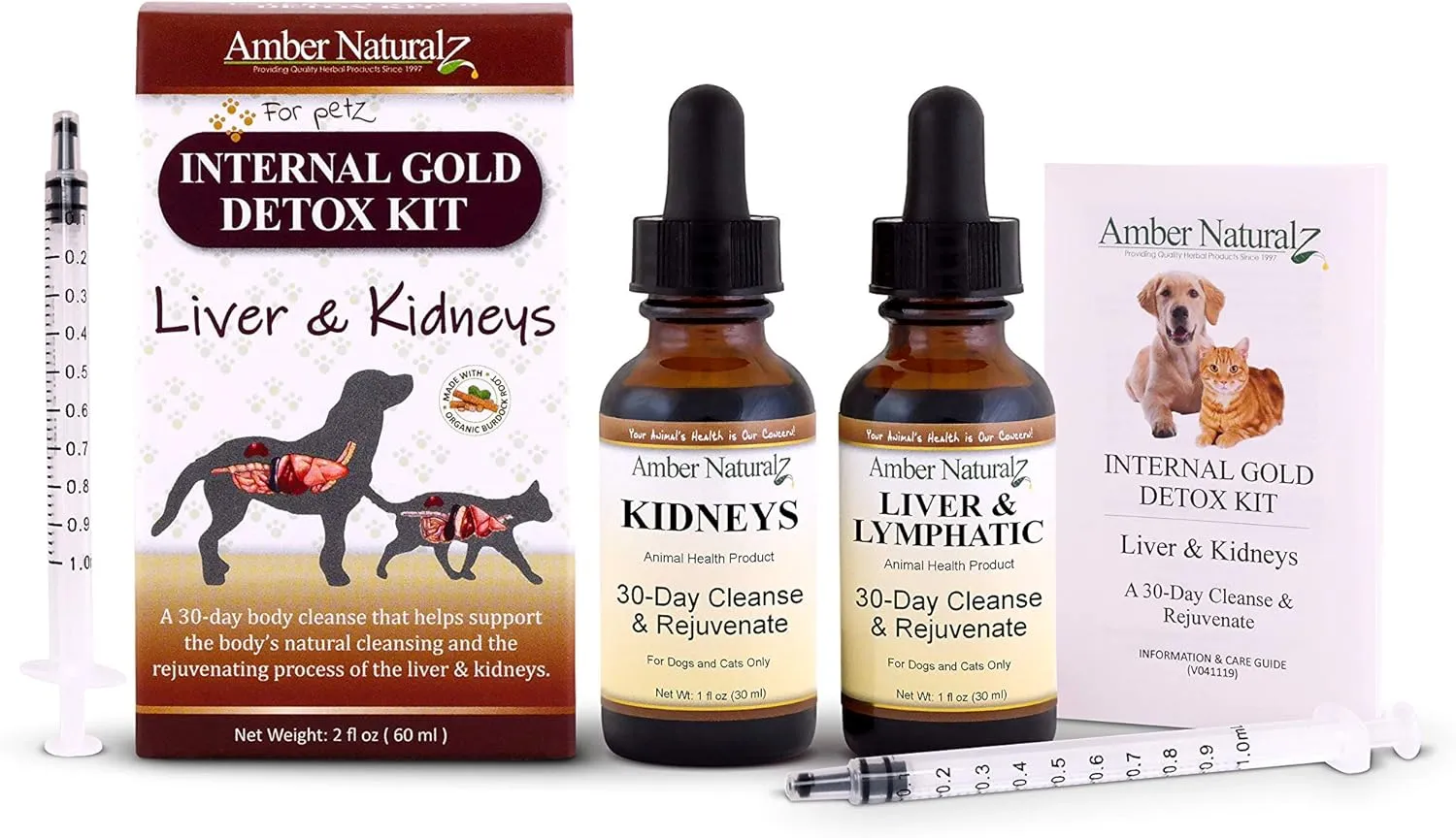 Amber Naturalz Internal Gold Detox KIT - Powerful & Gentle Cleanse & Rejuvenation - for Dogz & Catz