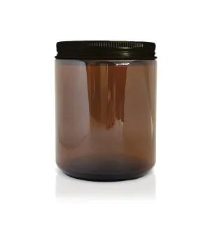 Amber Pharmacist Glass Jar with Black Lid 200ml