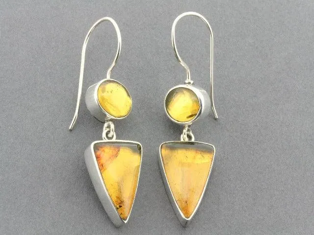 amber silver doll earring