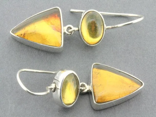 amber silver doll earring