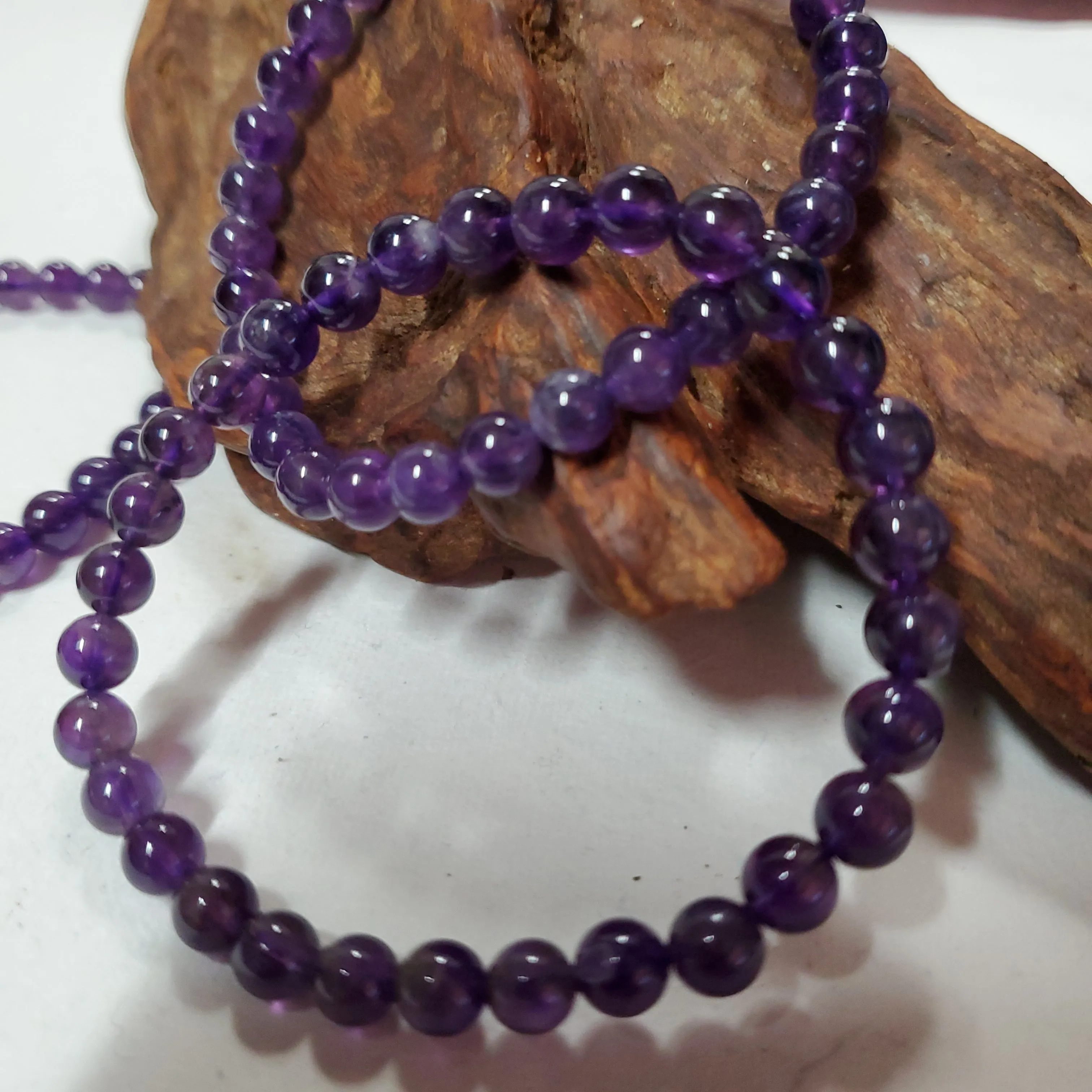 Amethyst - Bead Bracelet  4 mm