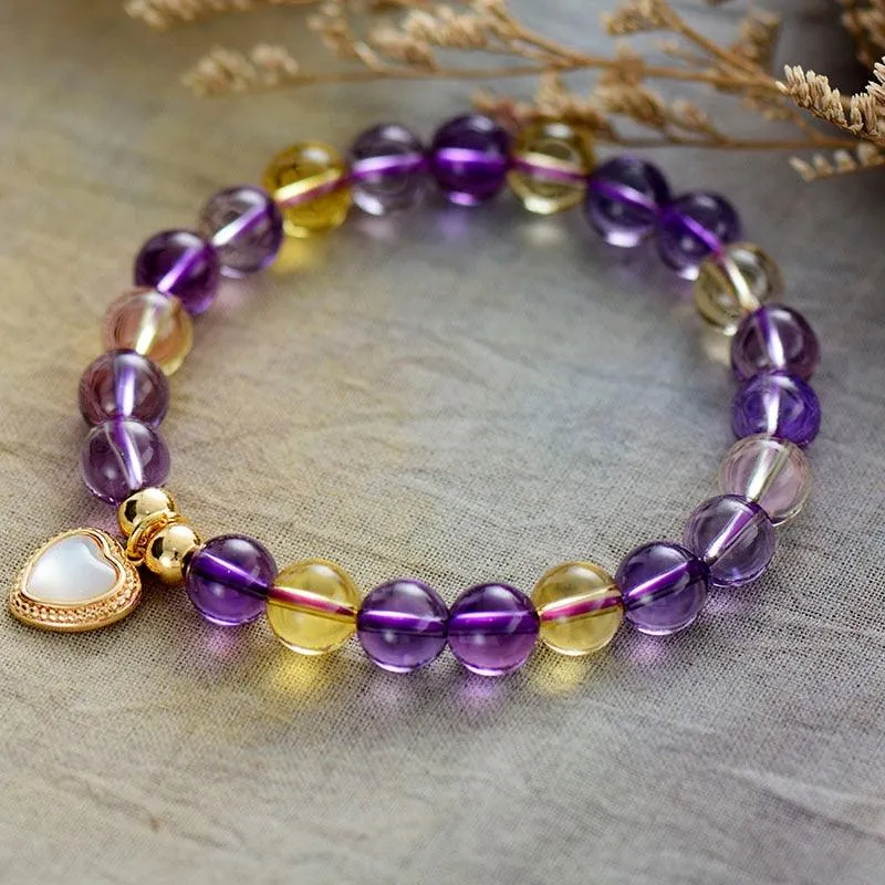 Amethyst Citrine Stretchy Bracelet