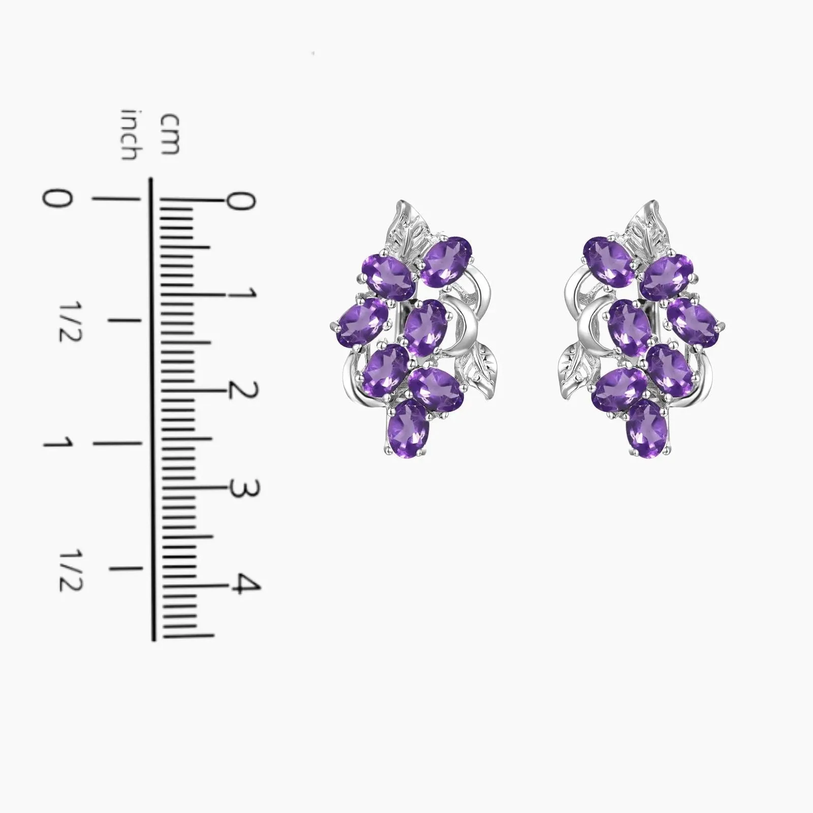 Amethyst Oval Cut Snowflake Earrings in Sterling Silver