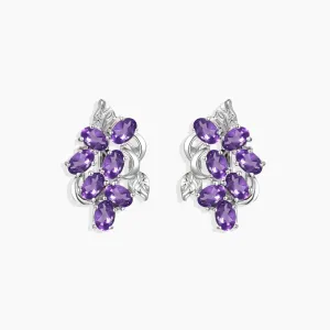 Amethyst Oval Cut Snowflake Earrings in Sterling Silver