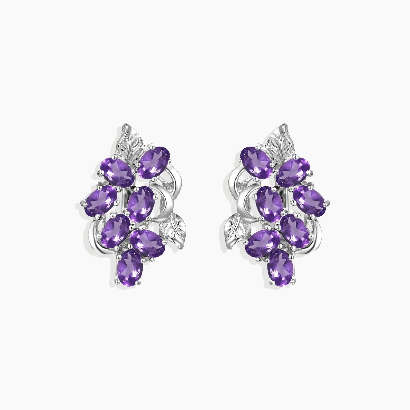 Amethyst Oval Cut Snowflake Earrings in Sterling Silver