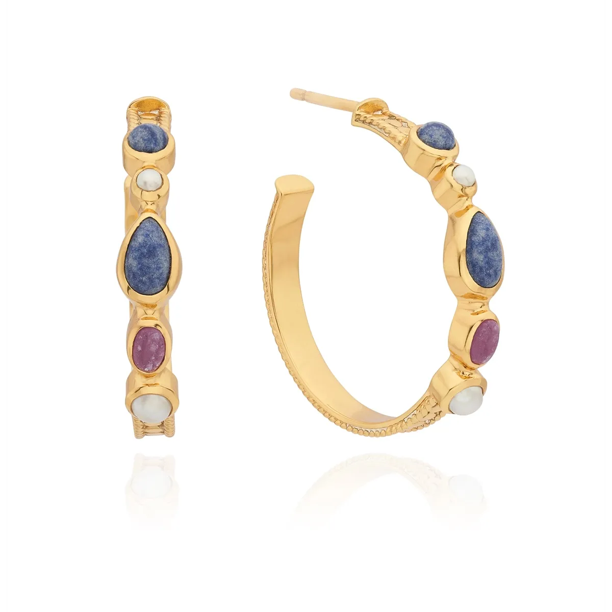 Anna Beck Multi Stone Hoop Earrings - Gold Plated