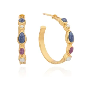 Anna Beck Multi Stone Hoop Earrings - Gold Plated