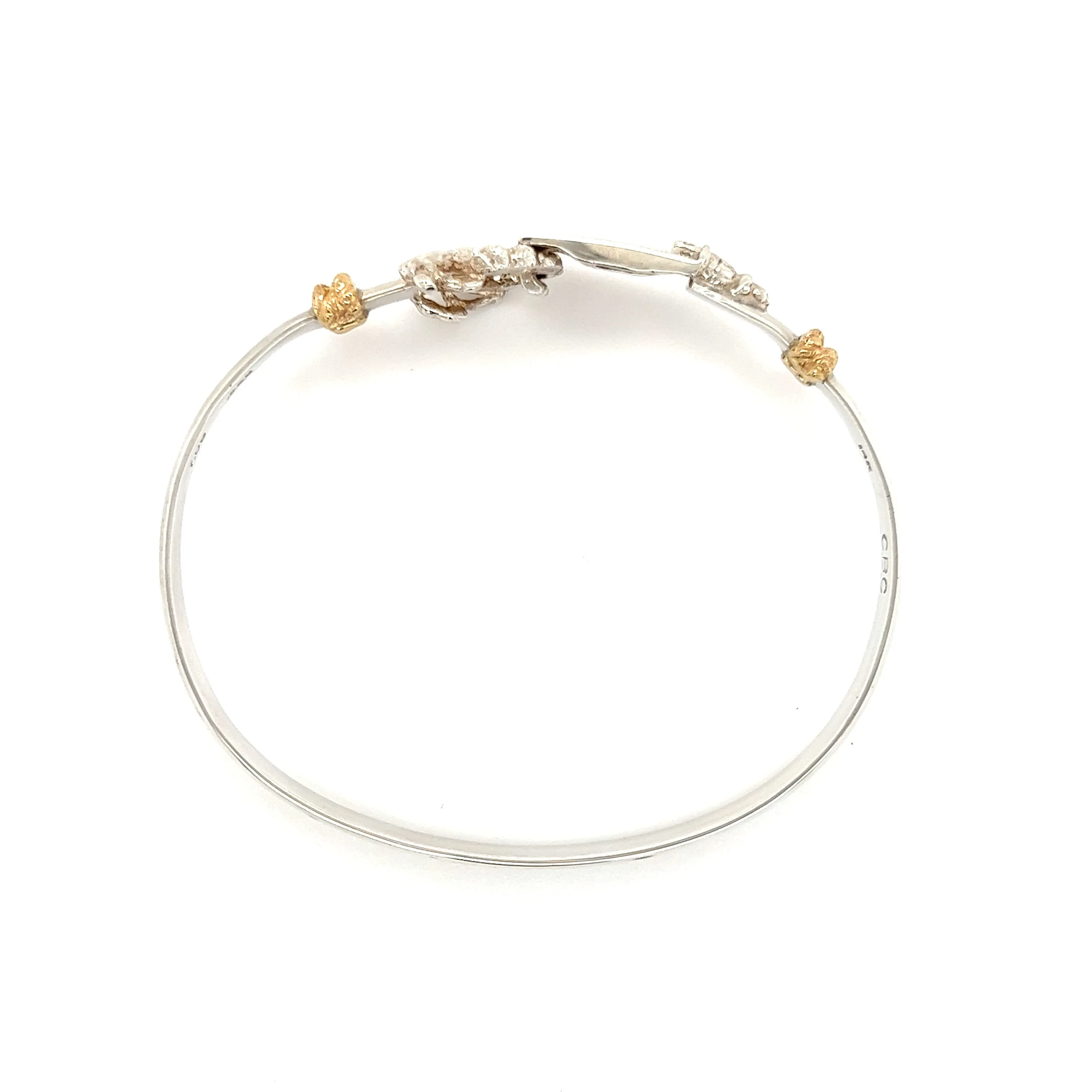 Annapolis Flat 5mm Bangle Bracelet with 14K Yellow Gold Wraps in Sterling Silver