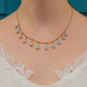 Antique 18ct Gold Opal Fringe Drop Necklace, 7.48ct