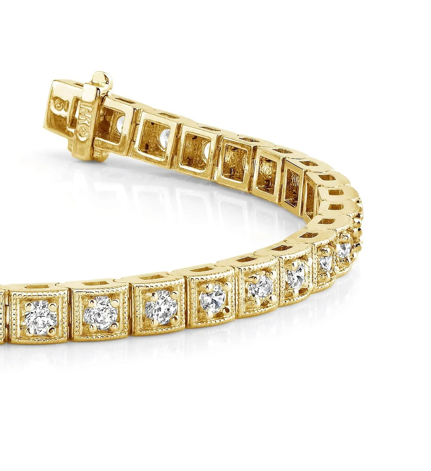 Antique Square Link Diamond Bracelet with 2.03 ct.(finished) 2.2mm