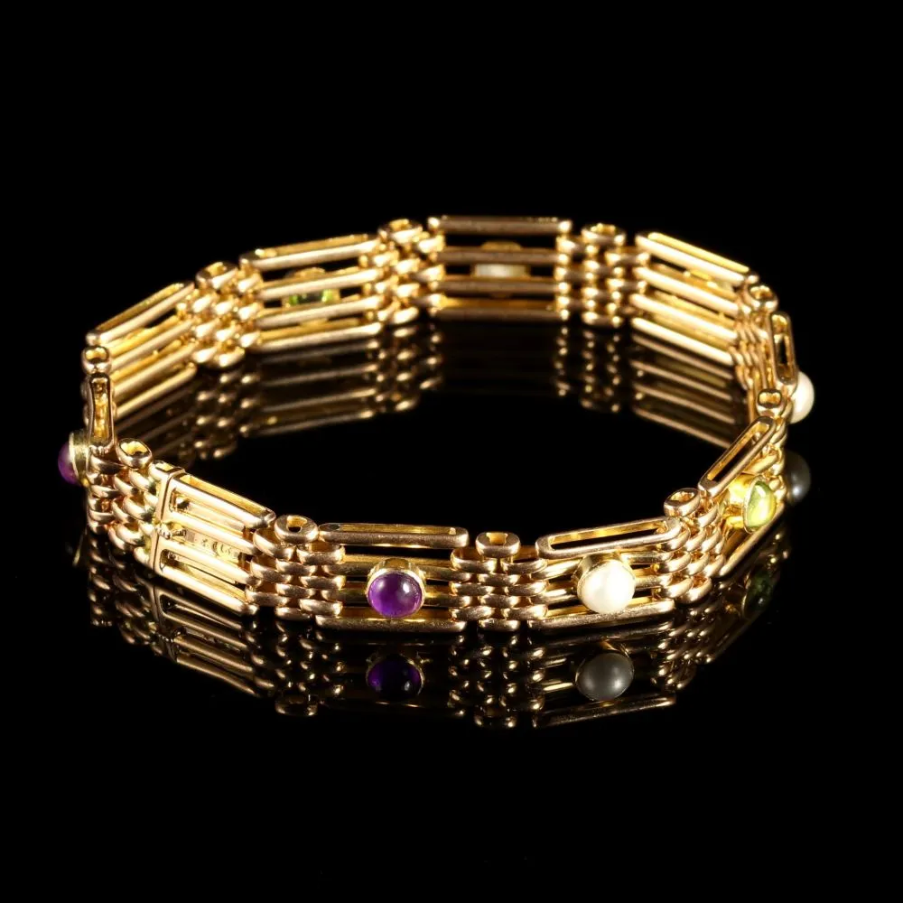 Antique Victorian 15Ct Gold Suffragette Bracelet Circa 1900