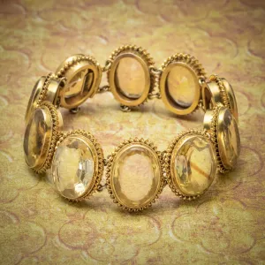 Antique Victorian Citrine Bracelet Gold Gilt On Silver Circa 1900