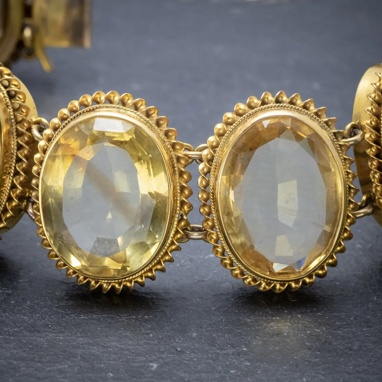 Antique Victorian Citrine Bracelet Gold Gilt On Silver Circa 1900