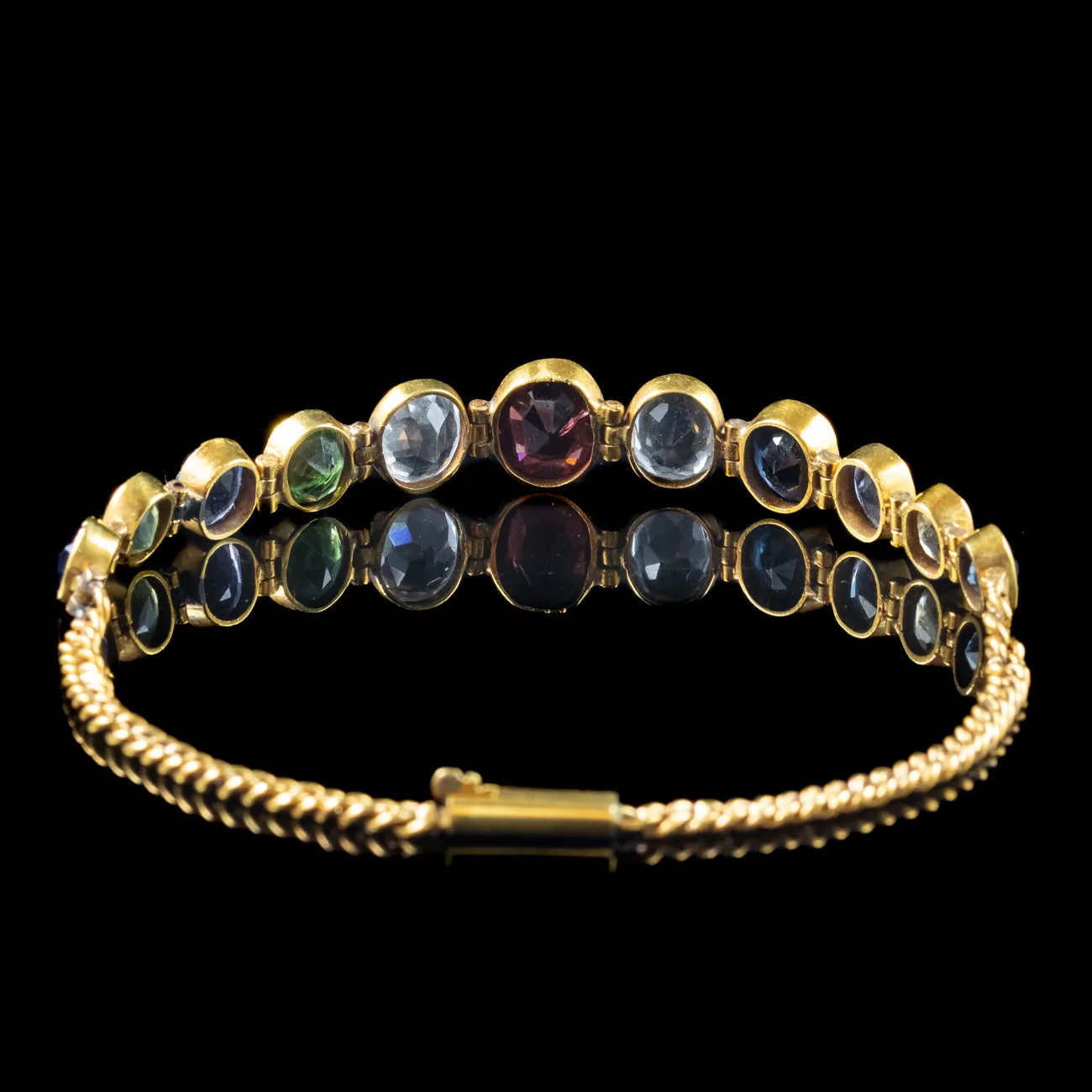 Antique Victorian Harlequin Gemstone Bracelet 18ct Gold