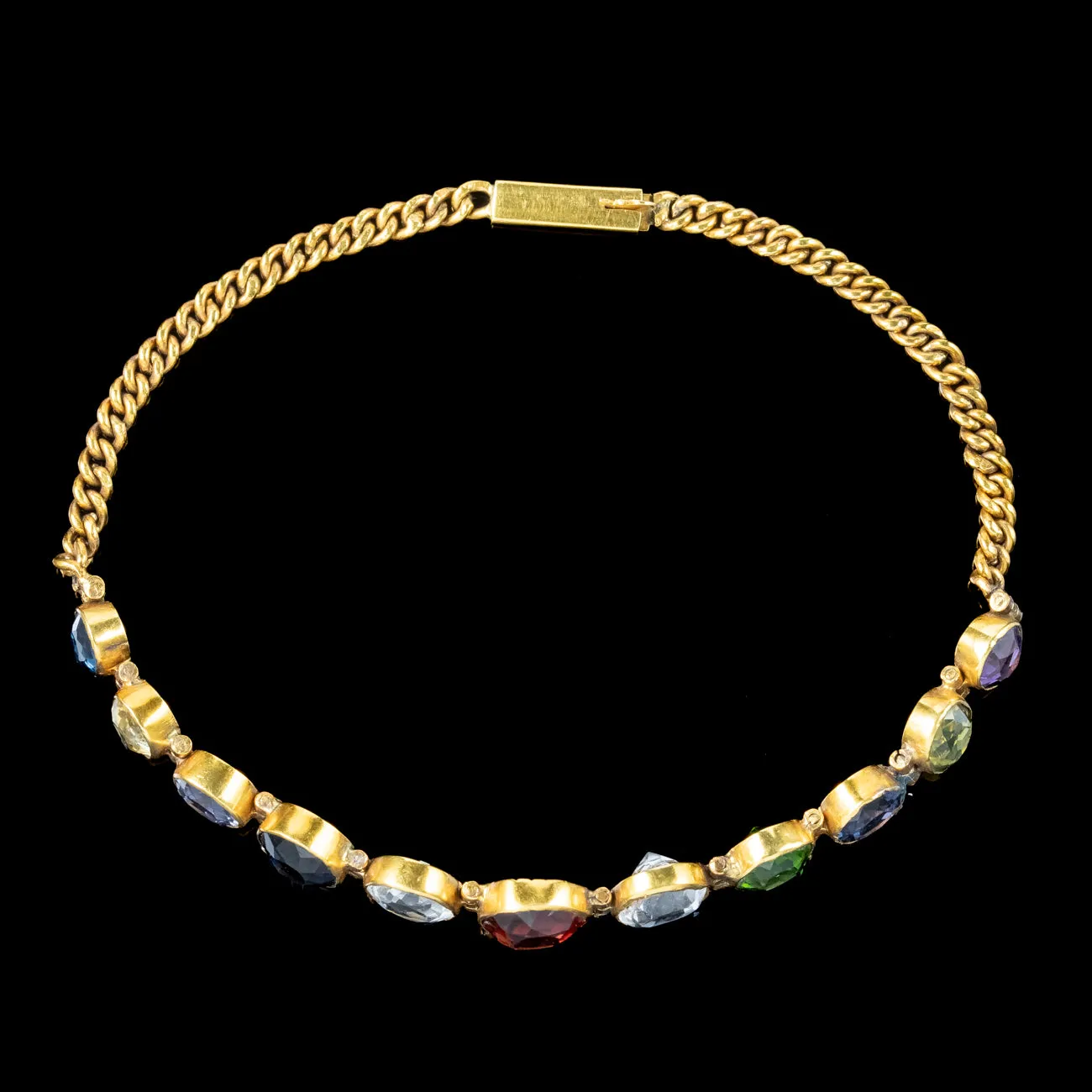 Antique Victorian Harlequin Gemstone Bracelet 18ct Gold