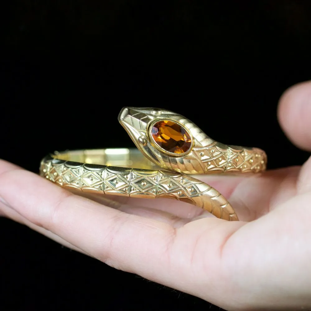 Antique Victorian Snake Bangle Paste Stone Circa 1900