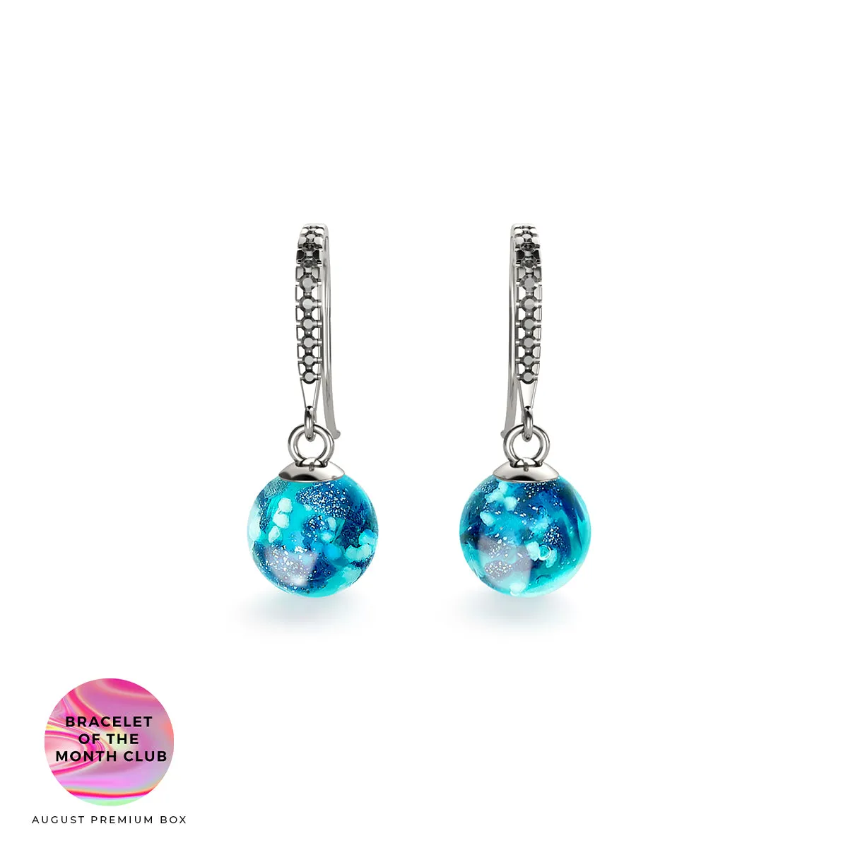 Aquamarine | .925 Sterling Silver | Firefly Glass Huggie Earrings