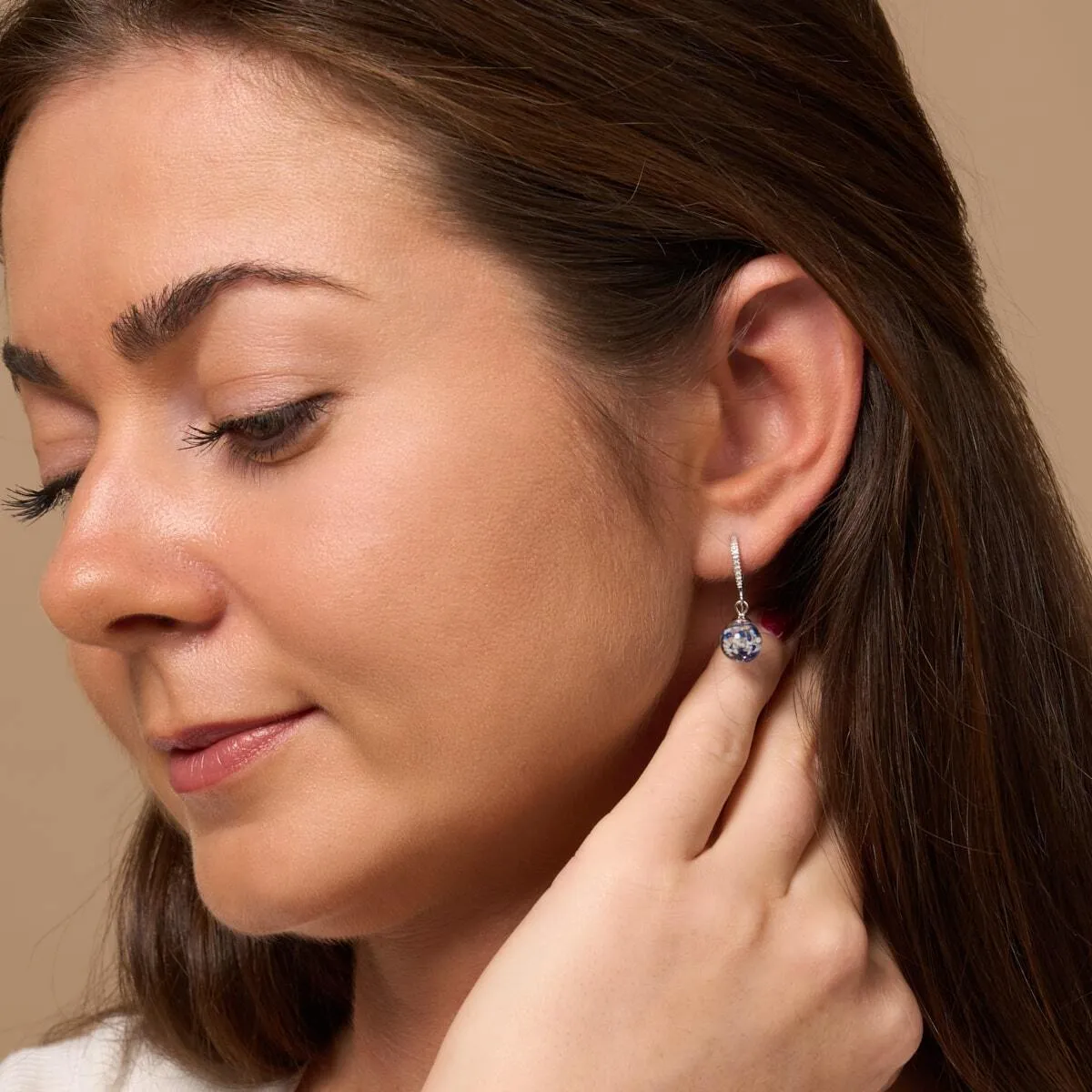 Aquamarine | .925 Sterling Silver | Firefly Glass Huggie Earrings