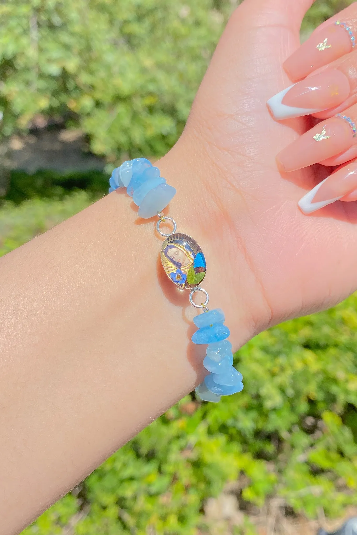 Aquamarine Chip Virgencita Bracelet©