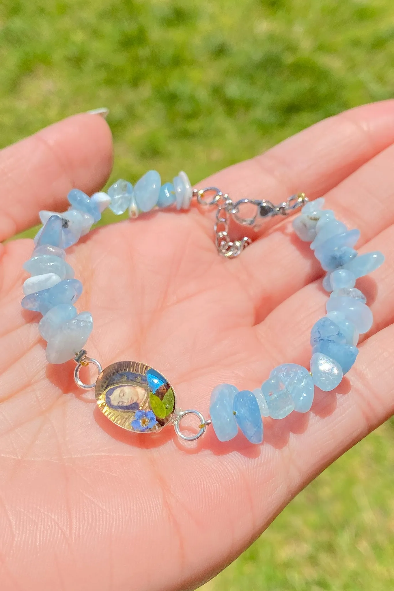 Aquamarine Chip Virgencita Bracelet©