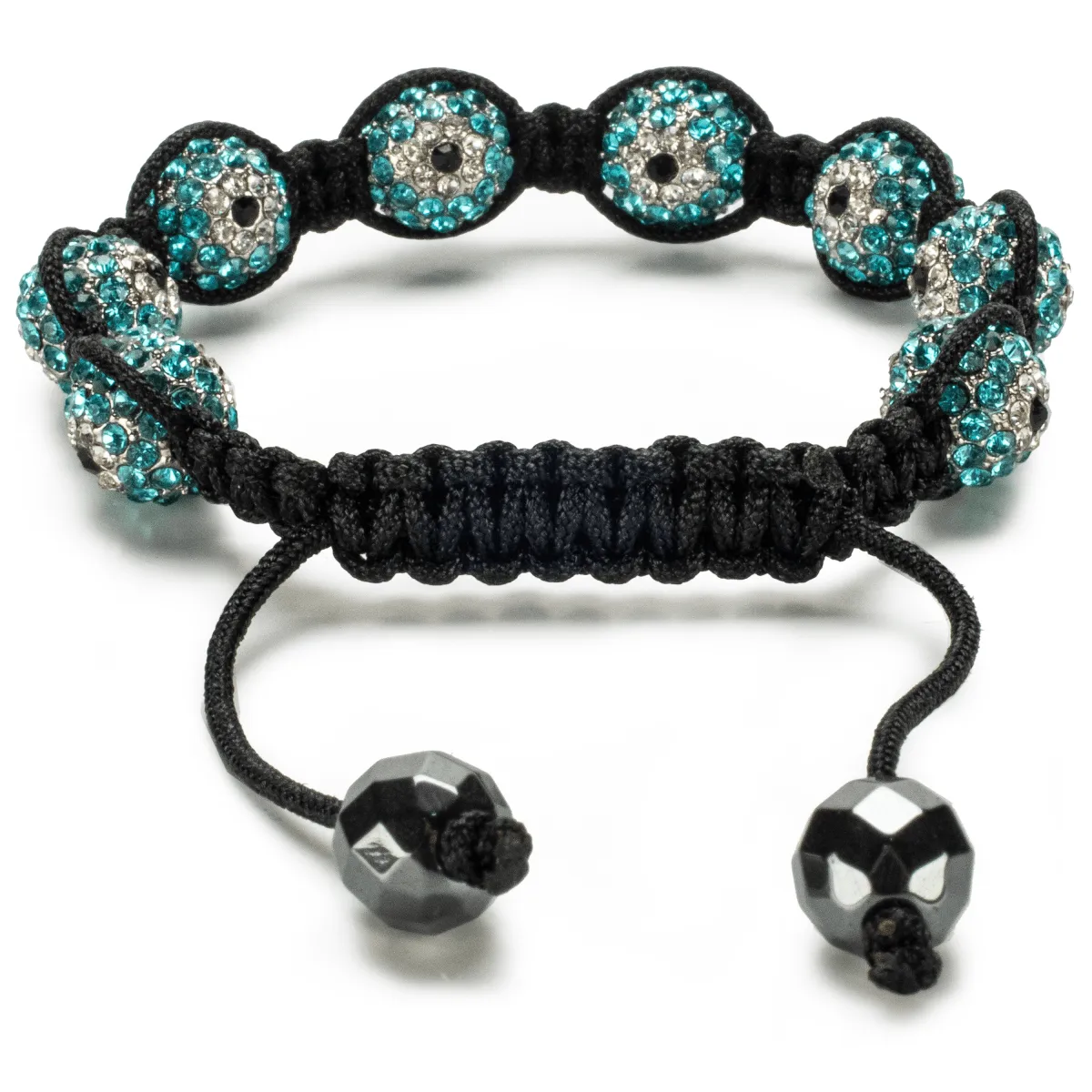 Aquamarine Shamballa Evil Eye Crystal Bracelet